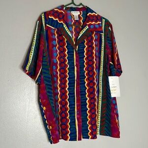 Vintage 80s Jordan multicolor print shirt sleeve button down blouse 18